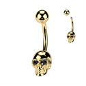 Zlacený piercing do pupíku lebka