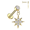 Zlacený piercing do ucha - labreta hvězda