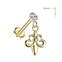 Zlacený piercing do ucha PUSH IN labreta skautská lilie