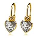 Zlaté dětské náušnice se srdíčky Crystals from SWAROVSKI®, barva: Crystal
