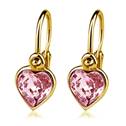 Zlaté dětské náušnice se srdíčky Crystals from SWAROVSKI®, barva: Light Rose