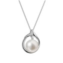 Zlatý 14 karátový náhrdelník bílé zlato s bílou říční perlou