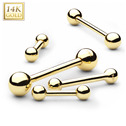 Zlatý piercing činka, tyčka 1,2 mm - Au 585/1000