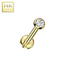 Zlatý piercing do brady - labreta 1,0 x 8 mm, Au 585/1000