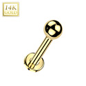 Zlatý piercing do brady - labreta 1,2 x 7 mm, Au 585/1000
