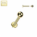 Zlatý piercing do brady - labreta 1,2 x 8 mm, Au 585/1000