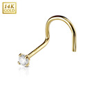 Zlatý piercing do nosu, čirý zirkon 3mm, Au 585/1000