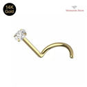 Zlatý piercing do nosu, MOISSANIT, Au 585/1000