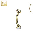 Zlatý piercing do obočí 1,2 x 8 mm, Au 585/1000