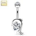 Zlatý piercing do pupíku - delfín, Au 585/1000