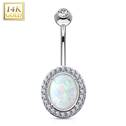 Zlatý piercing do pupíku s opálem a zirkony, Au 585/1000